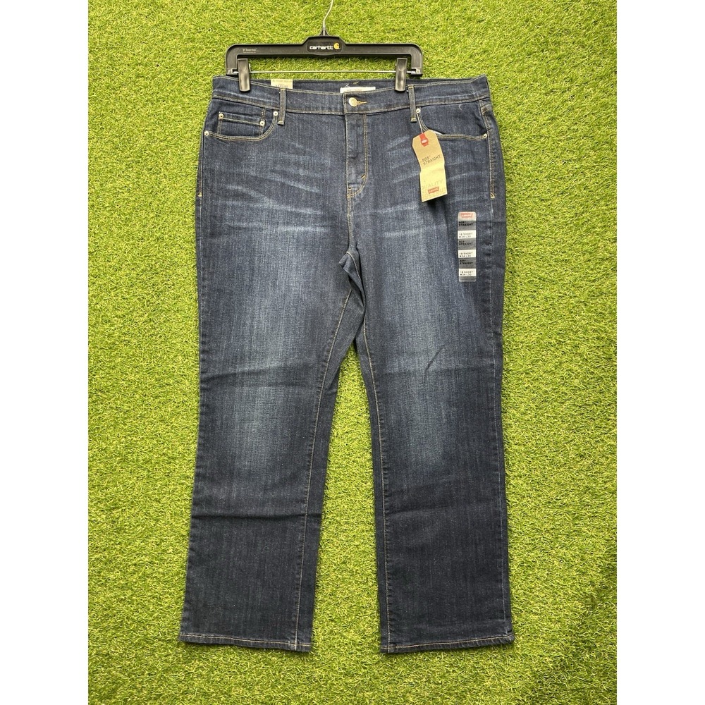 Levis 505 Jeans Womens 18 Straight Mid Rise Dark Wash 505-B Bronze Button NWT